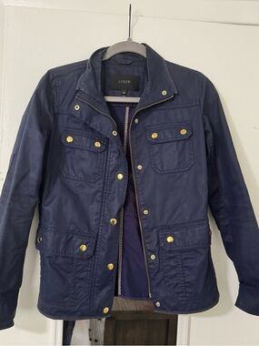J. Crew Navy Utility Field Jacket with Gold Hardware